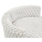 Off White 3D Upholstered Barrel Accent Chair with Wheels