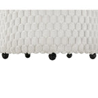 Off White 3D Upholstered Barrel Accent Chair with Wheels