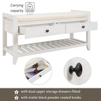 39" Upholstered Storage Bench with 2 Drawers and Shoe Rack