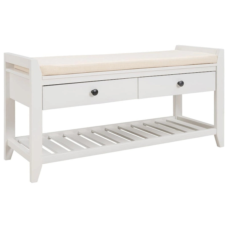 39" Upholstered Storage Bench with 2 Drawers and Shoe Rack