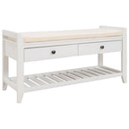 39" Upholstered Storage Bench with 2 Drawers and Shoe Rack