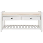 39" Upholstered Storage Bench with 2 Drawers and Shoe Rack