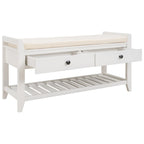 39" Upholstered Storage Bench with 2 Drawers and Shoe Rack
