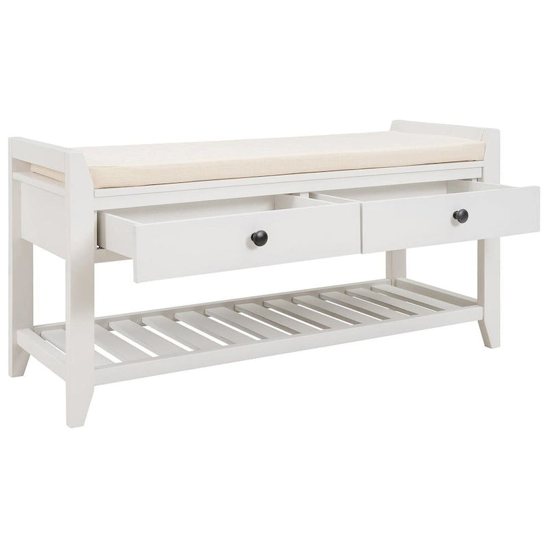 39" Upholstered Storage Bench with 2 Drawers and Shoe Rack