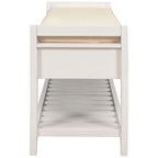39" Upholstered Storage Bench with 2 Drawers and Shoe Rack