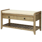 39" Upholstered Storage Bench with 2 Drawers and Shoe Rack
