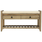 39" Upholstered Storage Bench with 2 Drawers and Shoe Rack