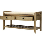 39" Upholstered Storage Bench with 2 Drawers and Shoe Rack