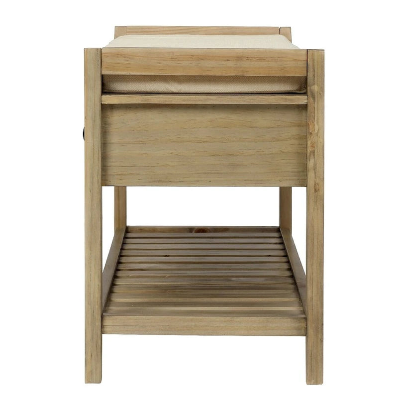 39" Upholstered Storage Bench with 2 Drawers and Shoe Rack