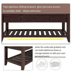 39" Upholstered Storage Bench with 2 Drawers and Shoe Rack