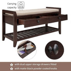 39" Upholstered Storage Bench with 2 Drawers and Shoe Rack