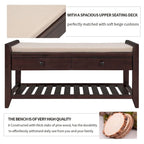 39" Upholstered Storage Bench with 2 Drawers and Shoe Rack