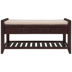 39" Upholstered Storage Bench with 2 Drawers and Shoe Rack