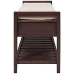 39" Upholstered Storage Bench with 2 Drawers and Shoe Rack