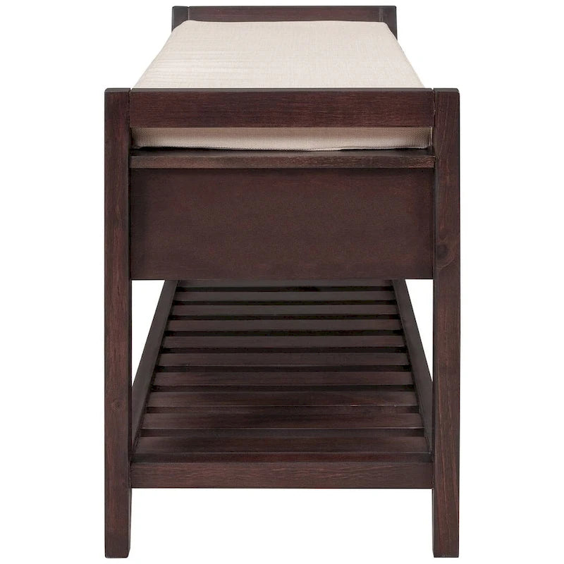 39" Upholstered Storage Bench with 2 Drawers and Shoe Rack