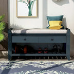 39" Upholstered Storage Bench with 2 Drawers and Shoe Rack
