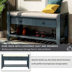 39" Upholstered Storage Bench with 2 Drawers and Shoe Rack