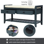 39" Upholstered Storage Bench with 2 Drawers and Shoe Rack