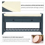 39" Upholstered Storage Bench with 2 Drawers and Shoe Rack