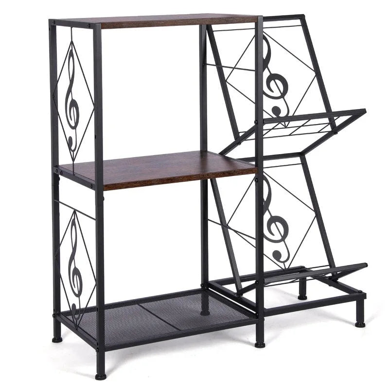 3-Tier Record Player Stand with Side Vinyl Display Holders