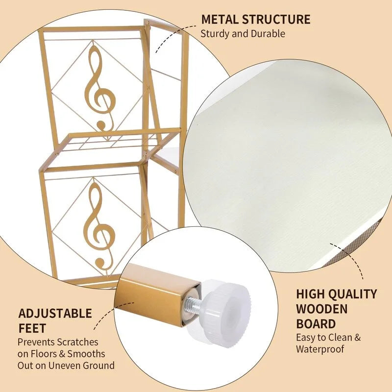 3-Tier Record Player Stand with Side Vinyl Display Holders