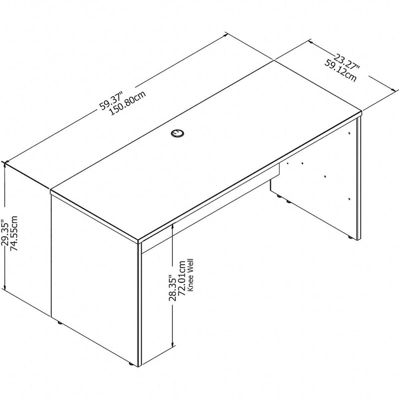 60W x 24D Credenza Desk with Cable Management
