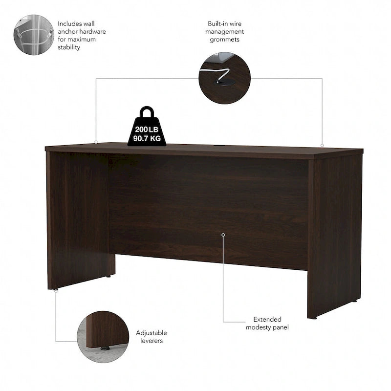60W x 24D Credenza Desk with Cable Management