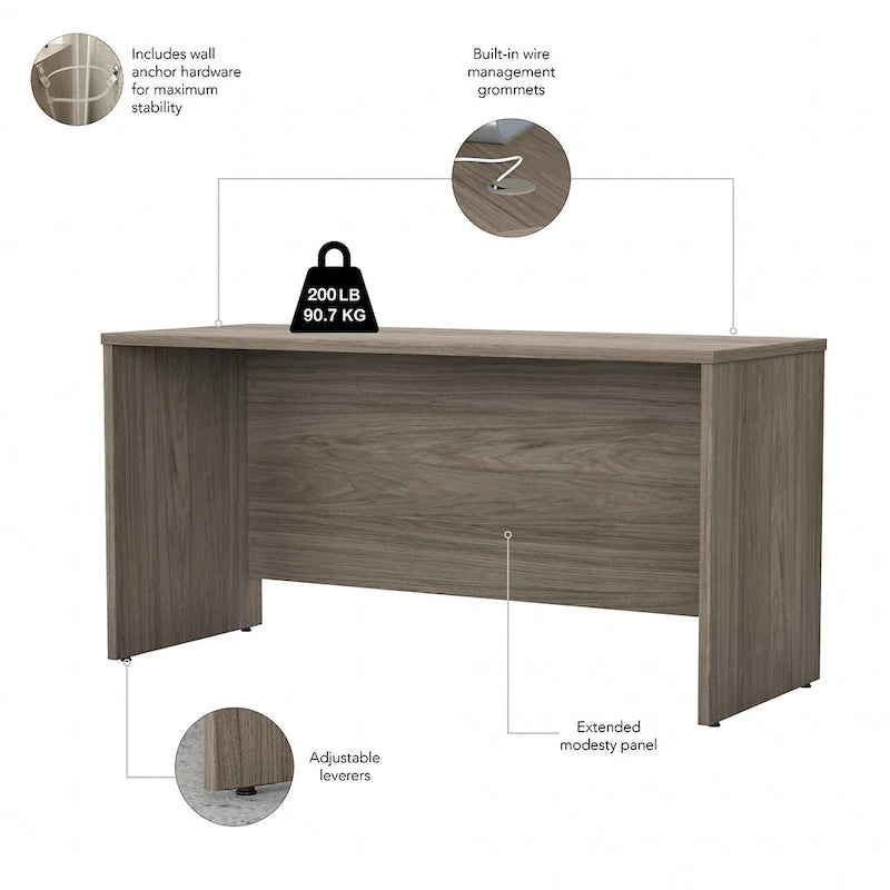 60W x 24D Credenza Desk with Cable Management