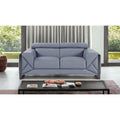 75-Inch Light Blue and Black Italian Leather Loveseat