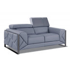 75-Inch Light Blue and Black Italian Leather Loveseat