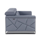 75-Inch Light Blue and Black Italian Leather Loveseat