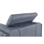 75-Inch Light Blue and Black Italian Leather Loveseat