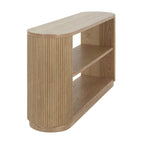 3-Tier Console Table with Fluted Wood Veneer and Open Shelves