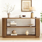 3-Tier Console Table with Fluted Wood Veneer and Open Shelves