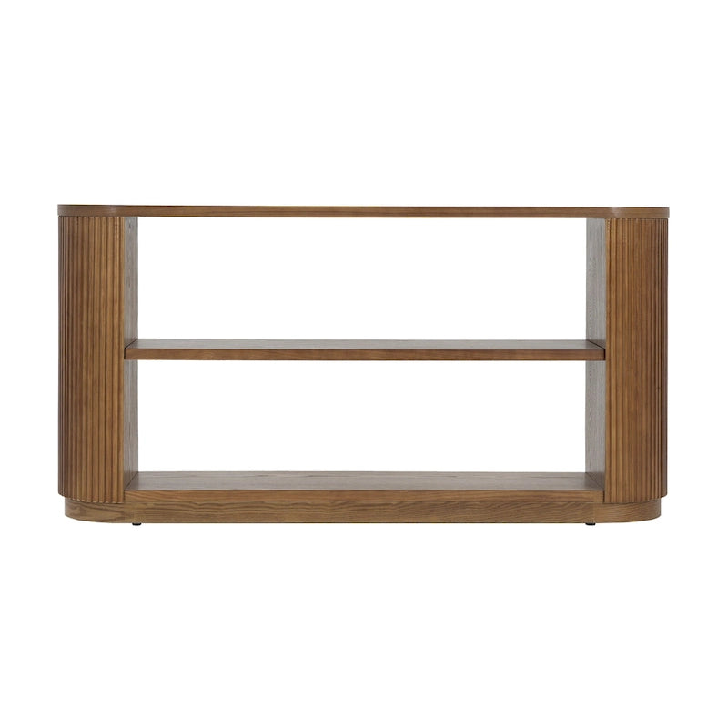 3-Tier Console Table with Fluted Wood Veneer and Open Shelves