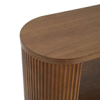3-Tier Console Table with Fluted Wood Veneer and Open Shelves