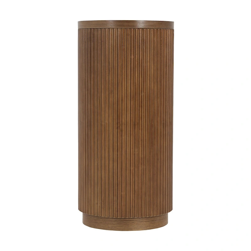 3-Tier Console Table with Fluted Wood Veneer and Open Shelves