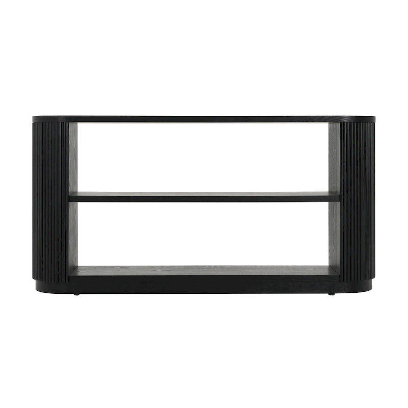 3-Tier Console Table with Fluted Wood Veneer and Open Shelves