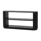 3-Tier Console Table with Fluted Wood Veneer and Open Shelves