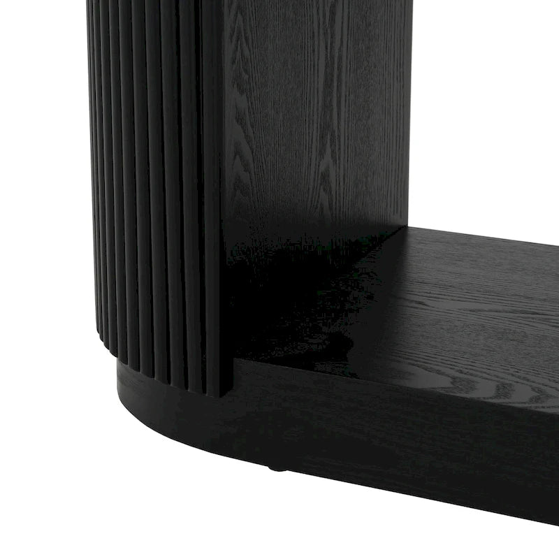 3-Tier Console Table with Fluted Wood Veneer and Open Shelves