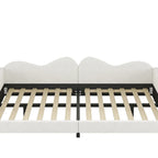 Full Size Upholstered Daybed with Cloud-Shaped Backrest, Sherpa Fabric, No Box Spring Required