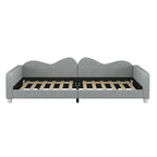 Full Size Upholstered Daybed with Cloud-Shaped Backrest, Sherpa Fabric, No Box Spring Required