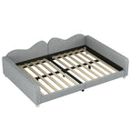 Full Size Upholstered Daybed with Cloud-Shaped Backrest, Sherpa Fabric, No Box Spring Required