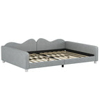 Full Size Upholstered Daybed with Cloud-Shaped Backrest, Sherpa Fabric, No Box Spring Required
