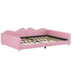 Full Size Upholstered Daybed with Cloud-Shaped Backrest, Sherpa Fabric, No Box Spring Required