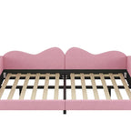Full Size Upholstered Daybed with Cloud-Shaped Backrest, Sherpa Fabric, No Box Spring Required