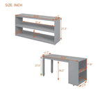 Full Size Loft Bed with Retractable Desk, 3 Drawers, Storage Stairs and Shelves