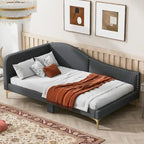 Upholstered Daybed with Headboard and Guardrail