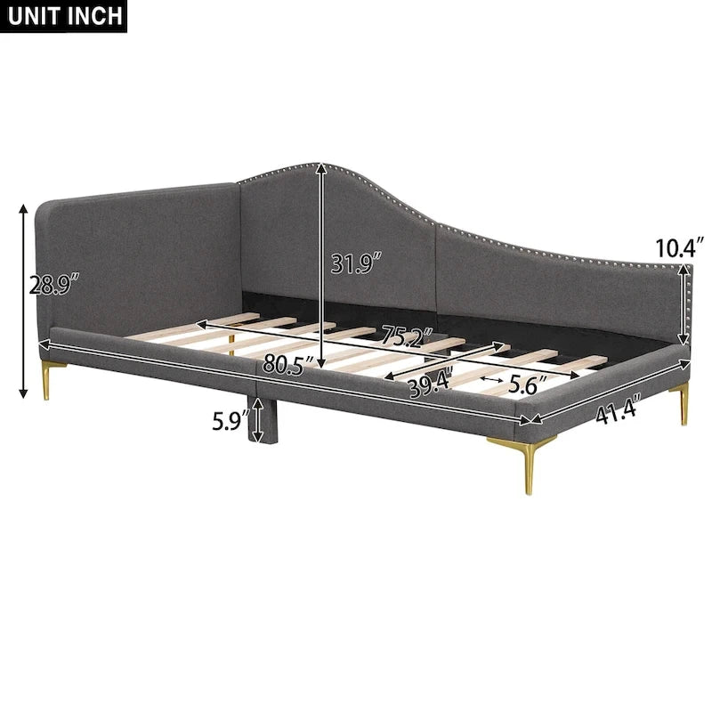 Upholstered Daybed with Headboard and Guardrail