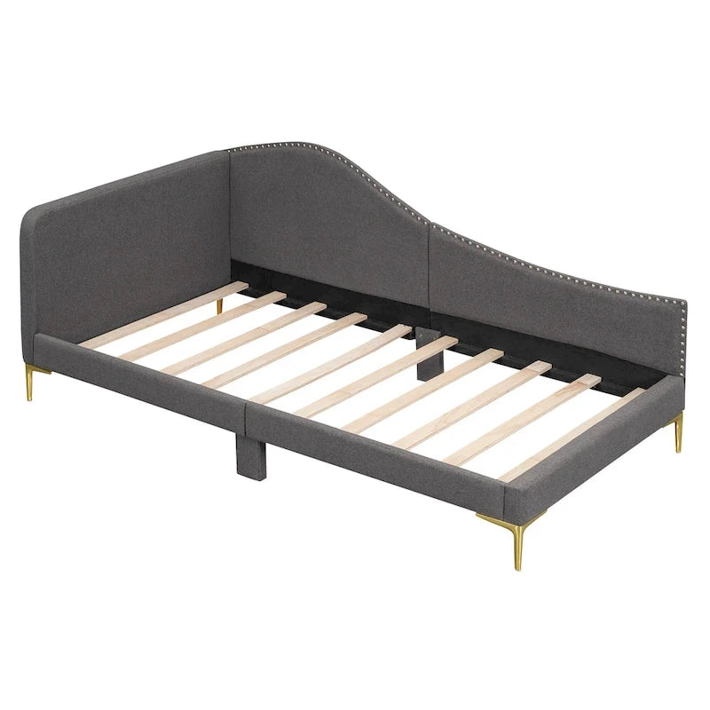 Upholstered Daybed with Headboard and Guardrail